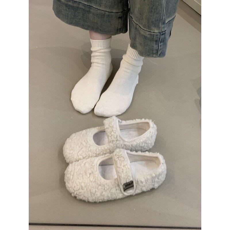 Mao Mao shoes wear Doudou shoes outside, winter small fragrant wind gentle and cute fairy wind velvet Mary Jane shoes