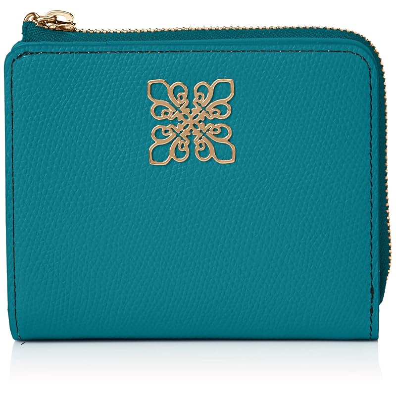

[Patrick Cox] L-shaped zipper bifold wallet [Quartet line] Domestic cowhide Lily-shaped brooch with metal fittings Adult cute Embossed Hard to get