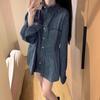 Retro Blue Striped Shirt Women's Spring and Autumn New Loose Casual Shirt Jacket