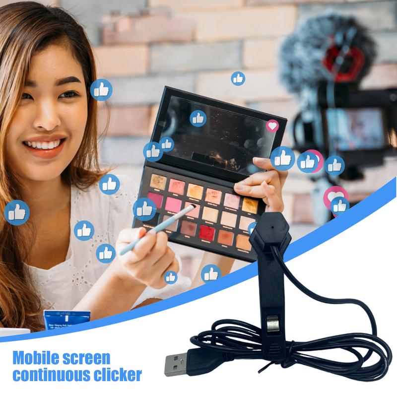 Automatický kliker na telefon se světelným indikátorem Černý Fyzické klikací zařízení pro telefon Tichý automatický klepač Pro nakupování Hraní her