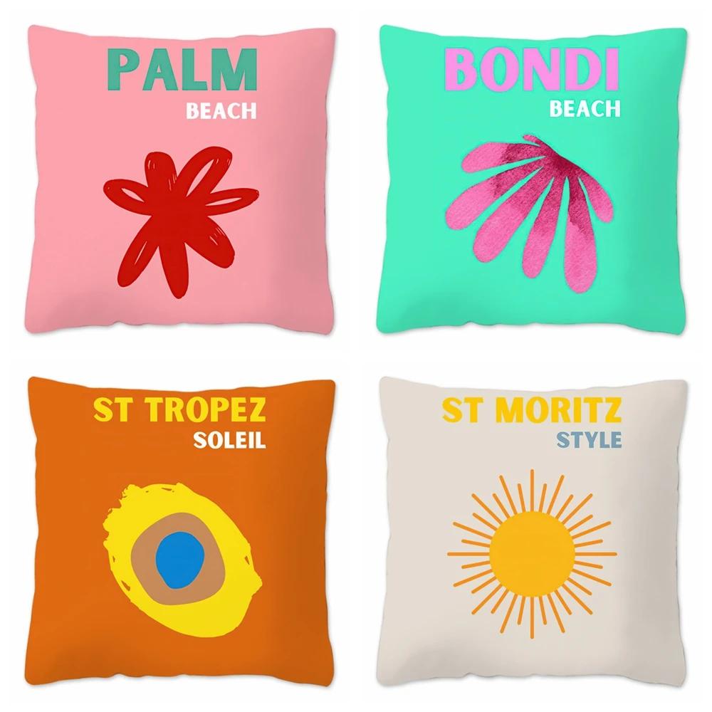 Travel Series Soft Plush Cushion Cover Custom Made Summer Pillowcase Decorative Throw Pillow Cover Vacation Printing Pillow Case