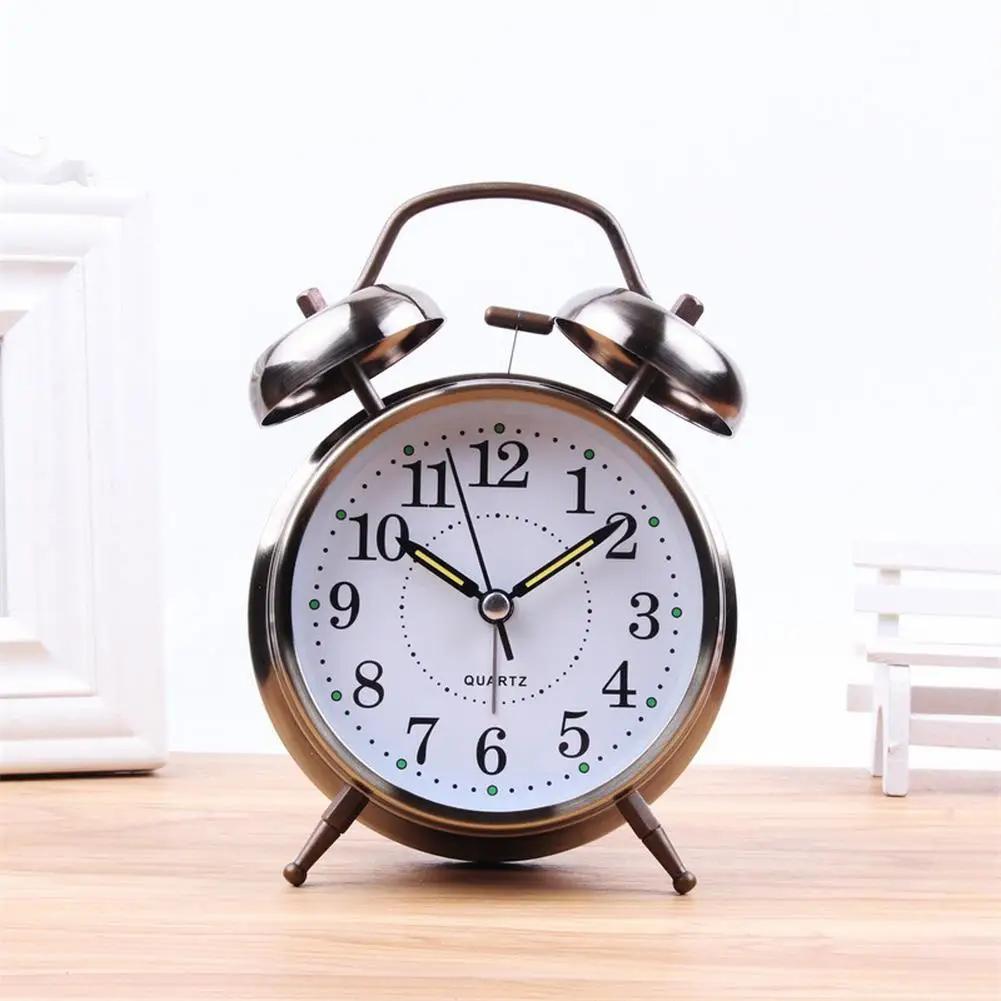 

Механический будильник с двойным колокольчиком, классический саксонский стиль, хромированная отделка, большой циферблат, светящиеся стрелки, традиционный дизайн