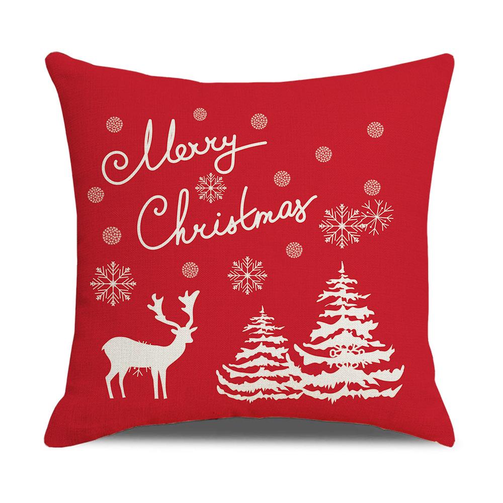 Cartoon Printed Linen Pillow Cover Home Christmas Series Sofa Cushion Cover Cushion Cover