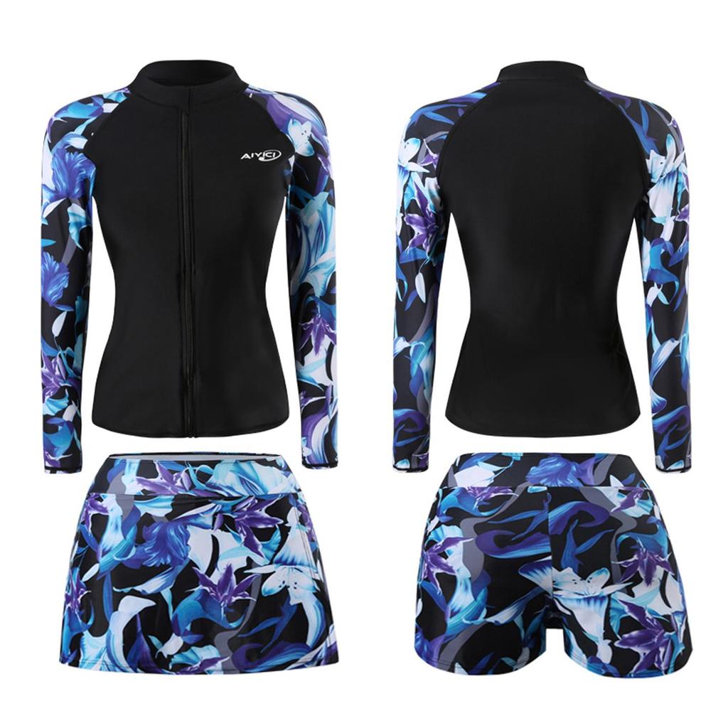 Women’s Two-Piece Slimming Wetsuit Swimsuit with Sun Protection – Plus Size Jellyfish Surf & Snorkel Beachwear