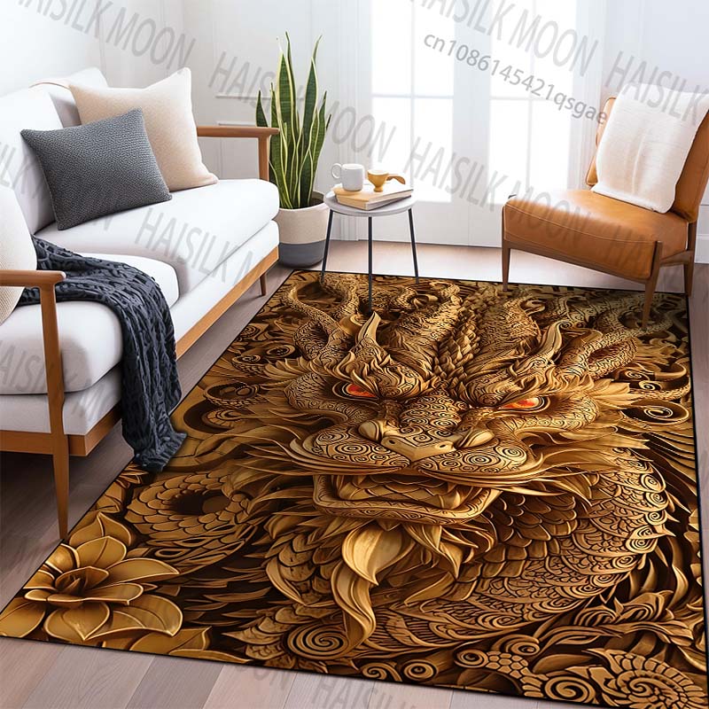 Nieuwe planken! Oosters Draak Gedrukt Tapijt, Woonkamer Slaapkamer Kantoorruimte Kinderkamer Kleden, Antislip Machinewasbare Mat 60*90cm