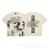 Unisex Vintage American Style Loose Fit Cotton Tee With Embellished Letter Print Round Neck Short Sleeve