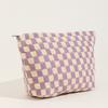 Crochet Makeup Bag Checkered Toiletry Bag Cosmetic Bag Versatile Storage Bag for Brush Lipstick Stationery Personal Care
