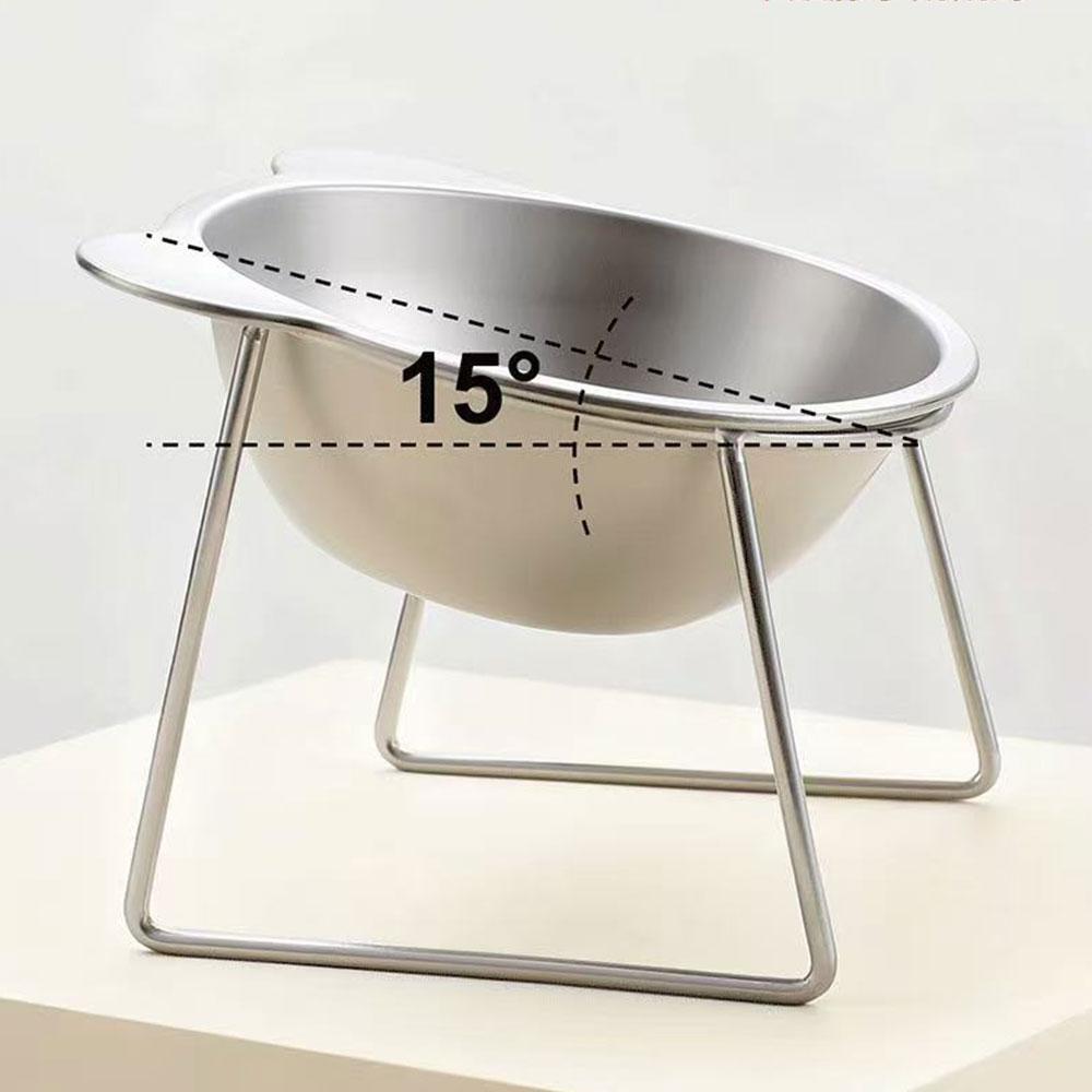304 Stainless Steel Cat Bowl With 15° Elevated Design Tilted For Puppy Cat Raised Tilted Neck Guard Cats Dogs Dual Use Feeder