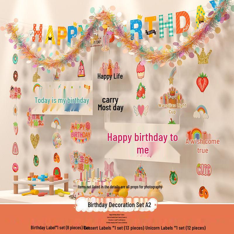 Birthday Pom Pom Bunting Set for Kids - First Party Decor & Photo Props