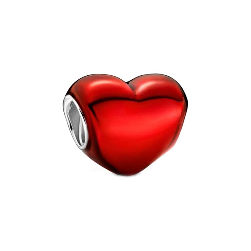 Pandora Love heart metal texture red heart charm 799291C02