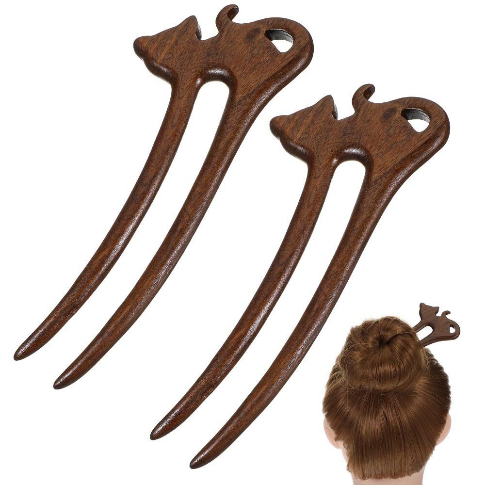 Vintage Styl U-vidličky do vlasů Dřevěné vidličky do vlasů Tradiční čínský styl Vlasová spona Drdolový účes