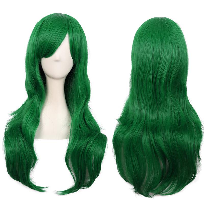 Long Curly Cosplay Wig for Women - 70cm, Gold/Pink/Blue, Realistic Full Wig with Headband