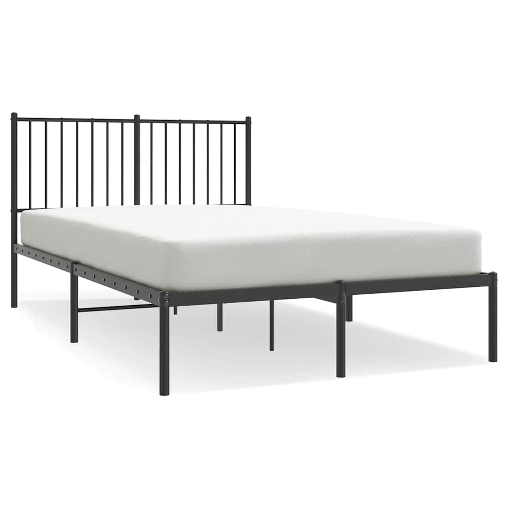 Metal Bed Frame with Headboard Black 120 x 200 cm