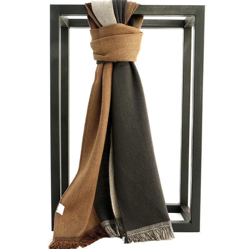 - Autumn and Winter Business Men's Two-color Wool Scarf, Korean Version of Warm Cashmere Scarf