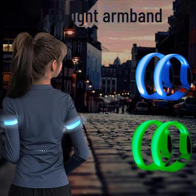 Bracciale sportivo riflettente a LED – Braccialetto di sicurezza per corsa notturna, ciclismo, concerti e feste