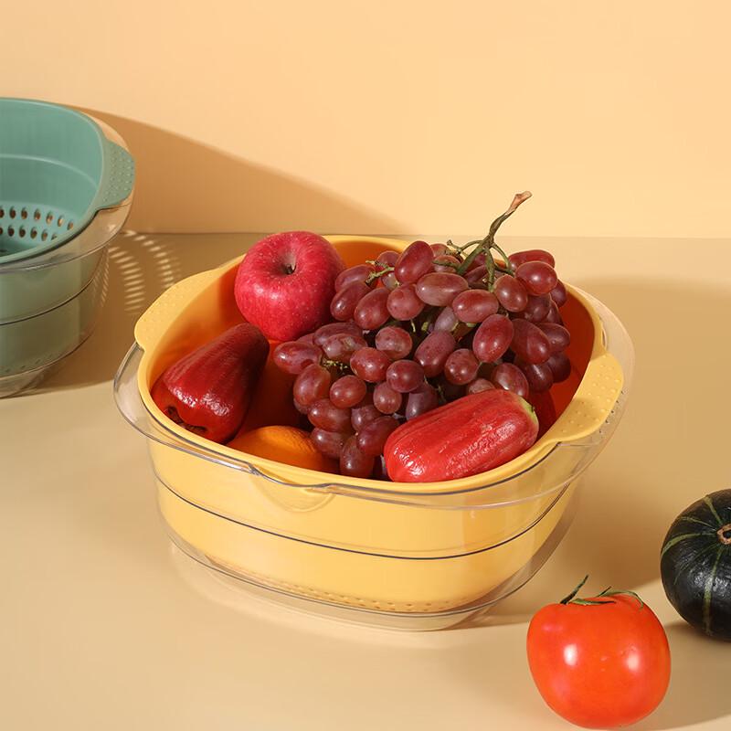 Zhi Shi Creative Double-Layer Thickened Fruit Vegetable Drain Basket - Set of 2