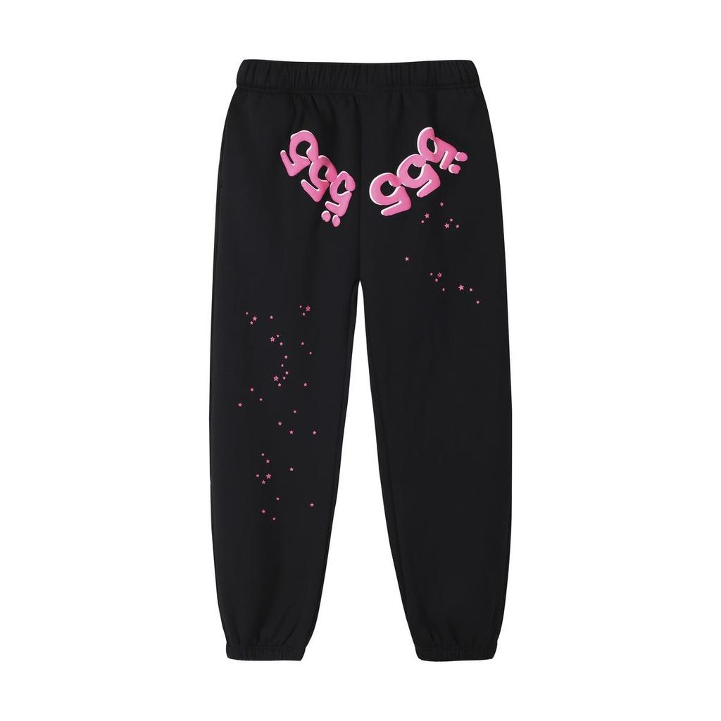 Young Thug Style Foam Letter Hoodie - Pink Hip-Hop Sweatshirt for Couples