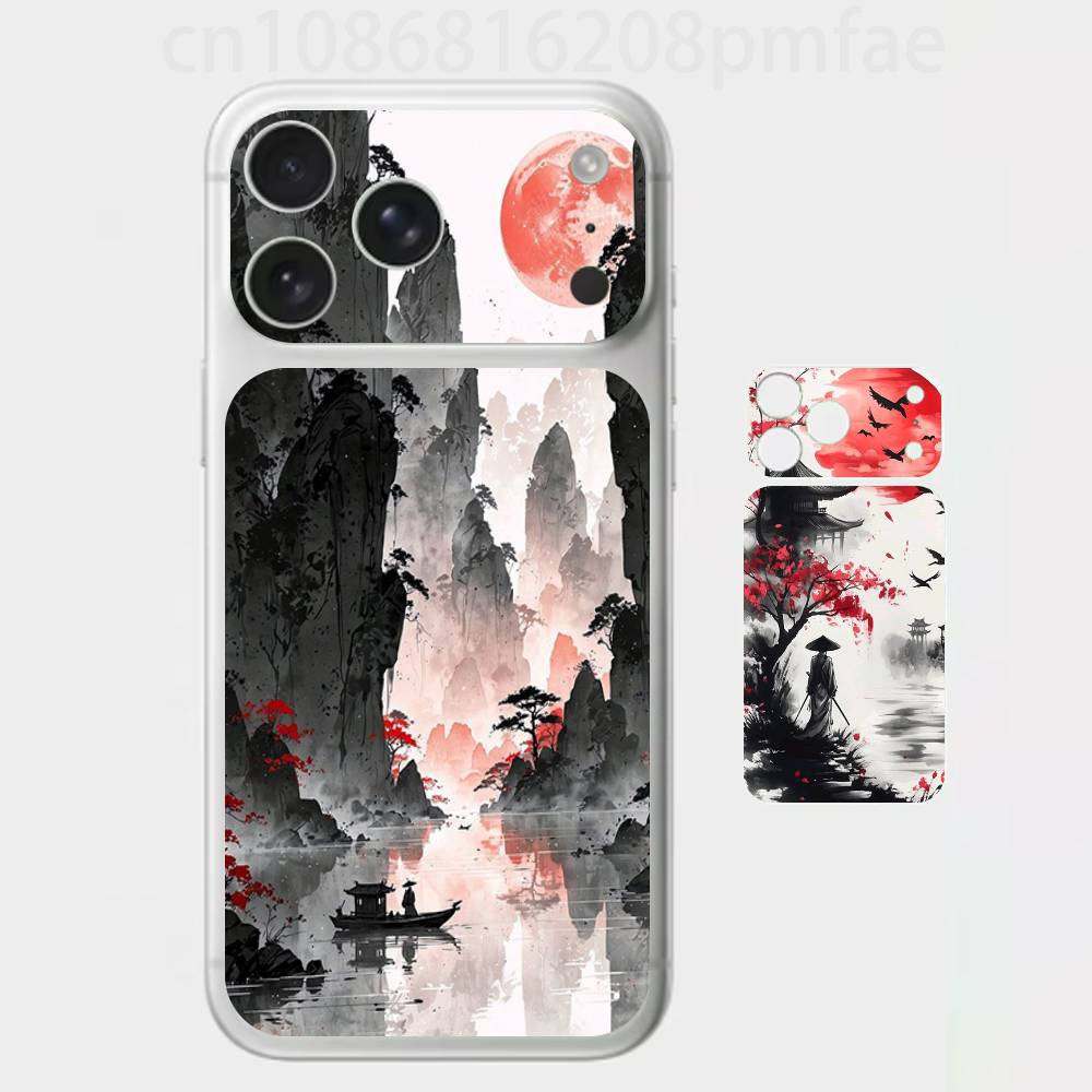 

Ink Wash Landscape 3D Full Body Skin Decal for iPhone 17/Pro Max/Air, Color Rear Protective Sticker iPhone17promax
