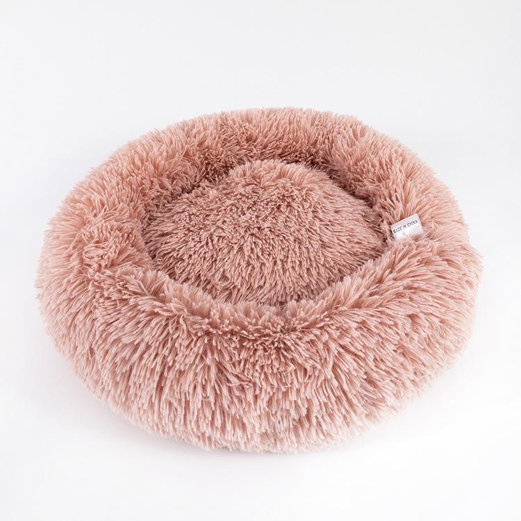 Rotondo Peluche Letto per Cani Casa Tappetino per Cani Inverno Caldo Dormire Gatti Nido Morbido Lungo Peluche Cesto per Cani Cuscino per Animali Domestici Forniture per Animali Domestici Portatili