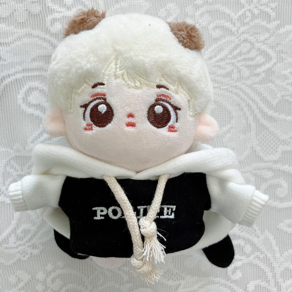White 10cm Plush Hoodie with Horns, Cotton Doll Clothes, G.triger, for Oshi-Nui (Pre-owned)