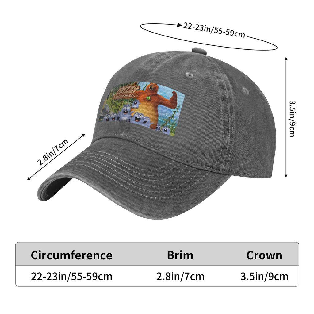 Grizzy Et Les Lemmings Baseball Caps Snapback Denim Hats Outdoor Adjustable Casquette Sports Baseball Cowboy Hat for Unisex Women