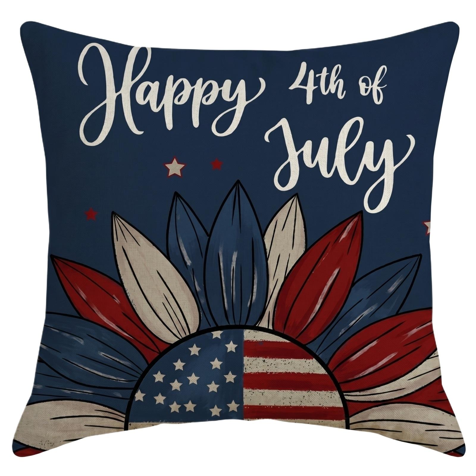 

Independence Day Pillow Cover Linen Waist Pillow Case For Car Bedroom Living Room And Window One Size