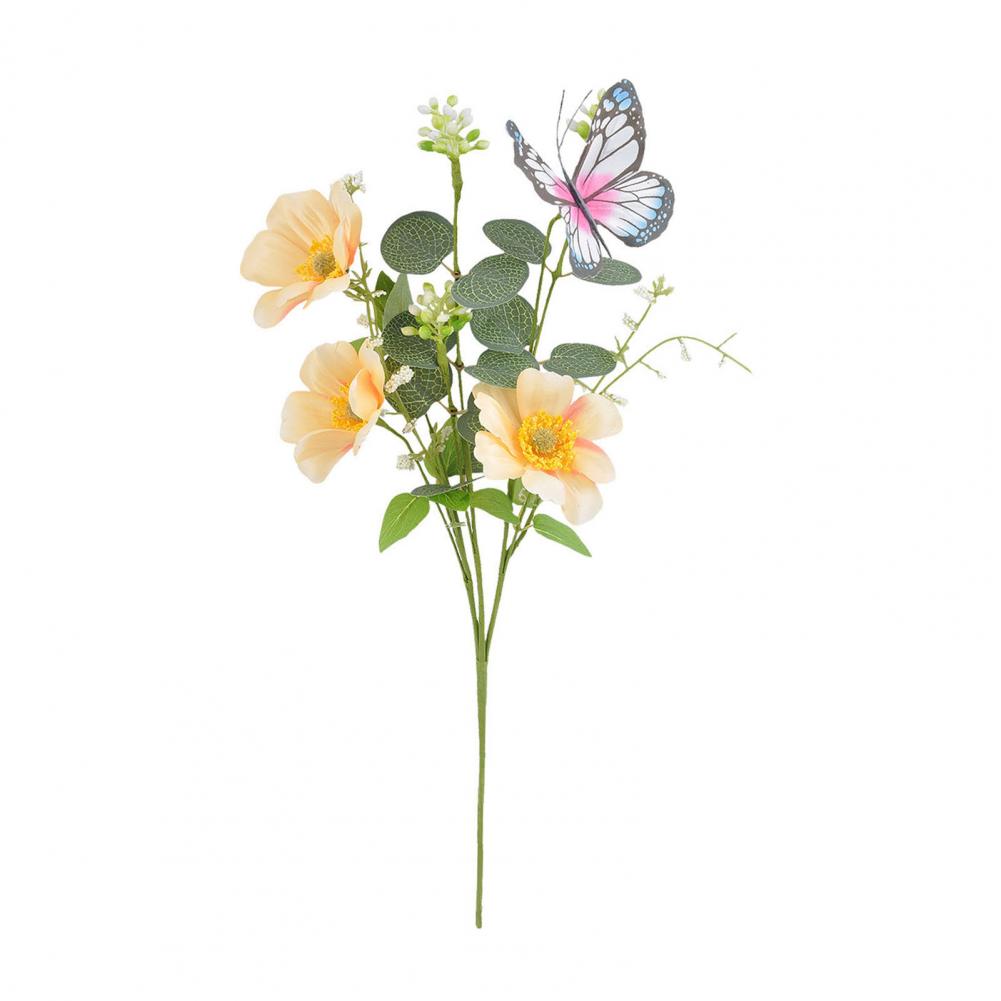 Fade-resistant Faux Flowers Artificial Flower Bouquet Artificial Wildflower Bouquet with Eucalyptus Stem Butterfly Faux for Home оранжевый