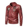 New Men's Pu Leather Jacket Men's Lapel Embroidered Motorcycle Jacket Spring and Autumn Men's Casual Trendy Leather Jacket