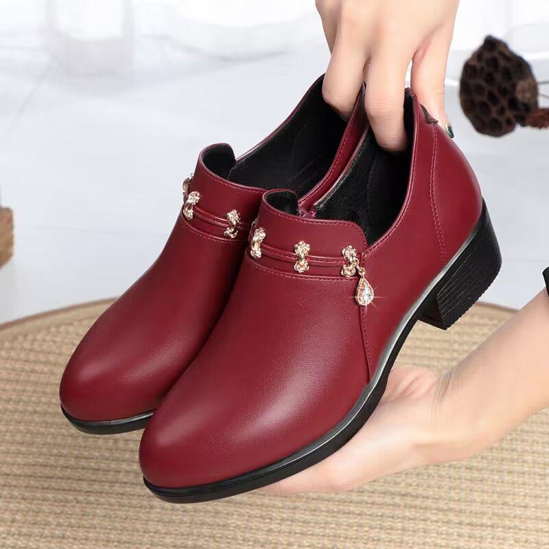 

Обувь весна и осень Мягкая подошва Удобная кожаная обувь среднего возраста Низкие туфли Женские туфли на среднем каблуке 36