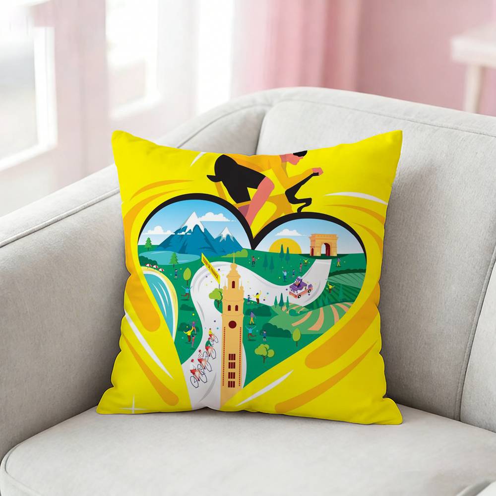 T-Tour De France Bike Pillow Case Cushion Cover Throw Pillow Case For Car Sofa