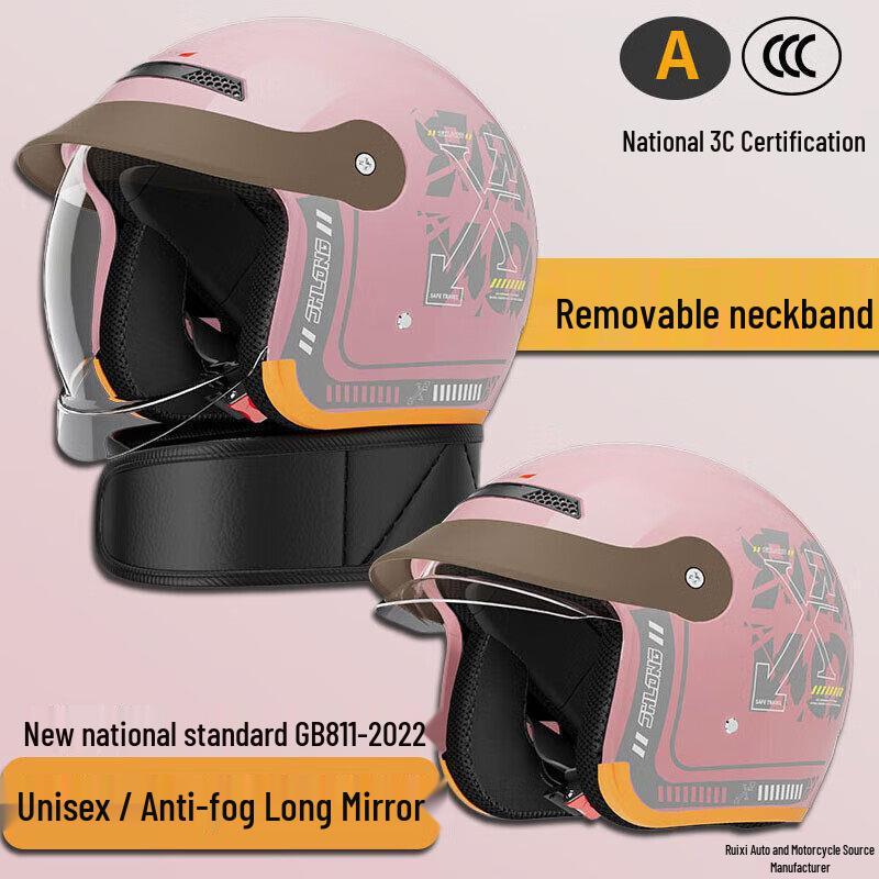 3C Certified Unisex Electric Scooter & Motorcycle Helmet, All-Season, Warm, Half Helmet - New National Standard 660 Black – Retractable Lens – 3C Certified