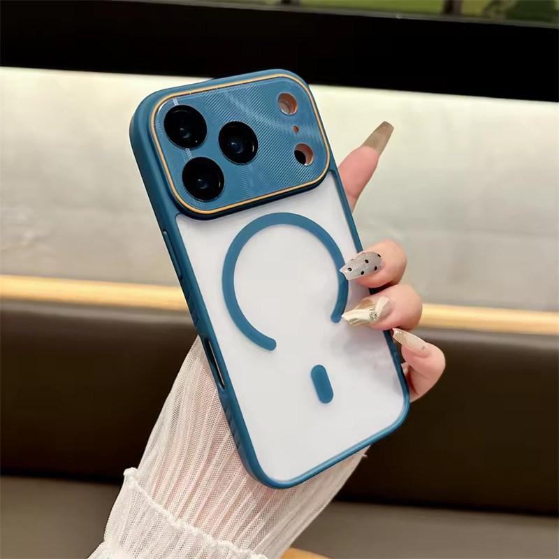 For Magsafe Large Window Camera Protection Magnetic Phone Case For iPhone 17 Air 16 E 15 14 Plus 13 12 11 Pro Max Shock Cover