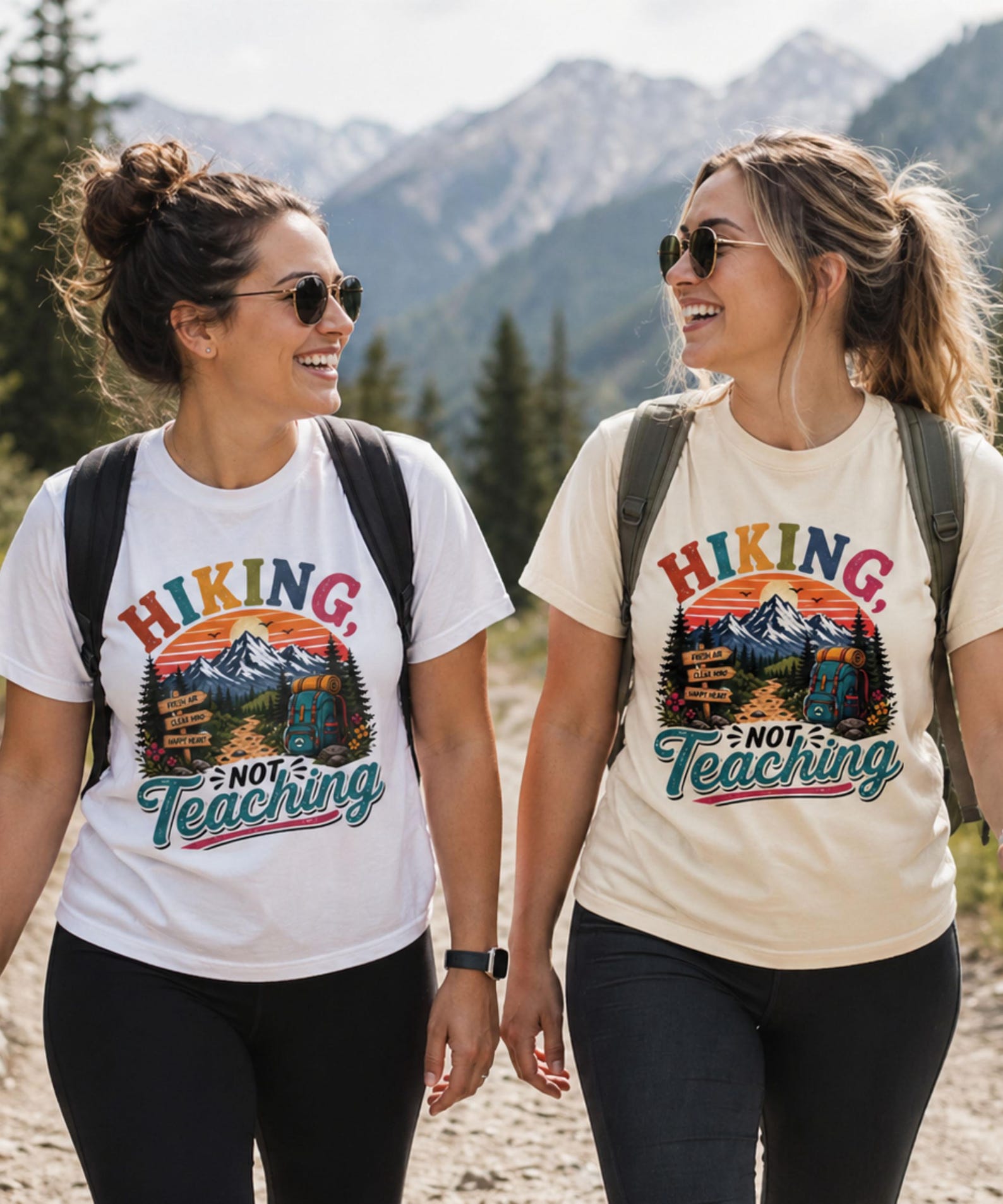 Hiking Not Teaching Shirt, Funny Teacher Outdoors Gift, Nature Lover Tee L