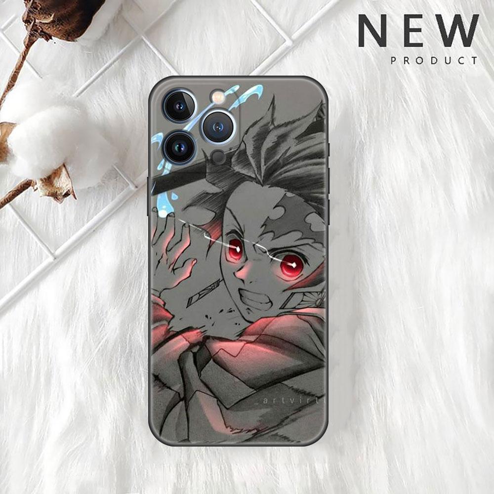 Pouzdro Case Pro Apple iPhone 14 11 13 7 12 Pro 7 XR XS Max 8 Plus 6 14Pro 13Mini Černé Měkké Telefonní Coque Anime Demon Slayer