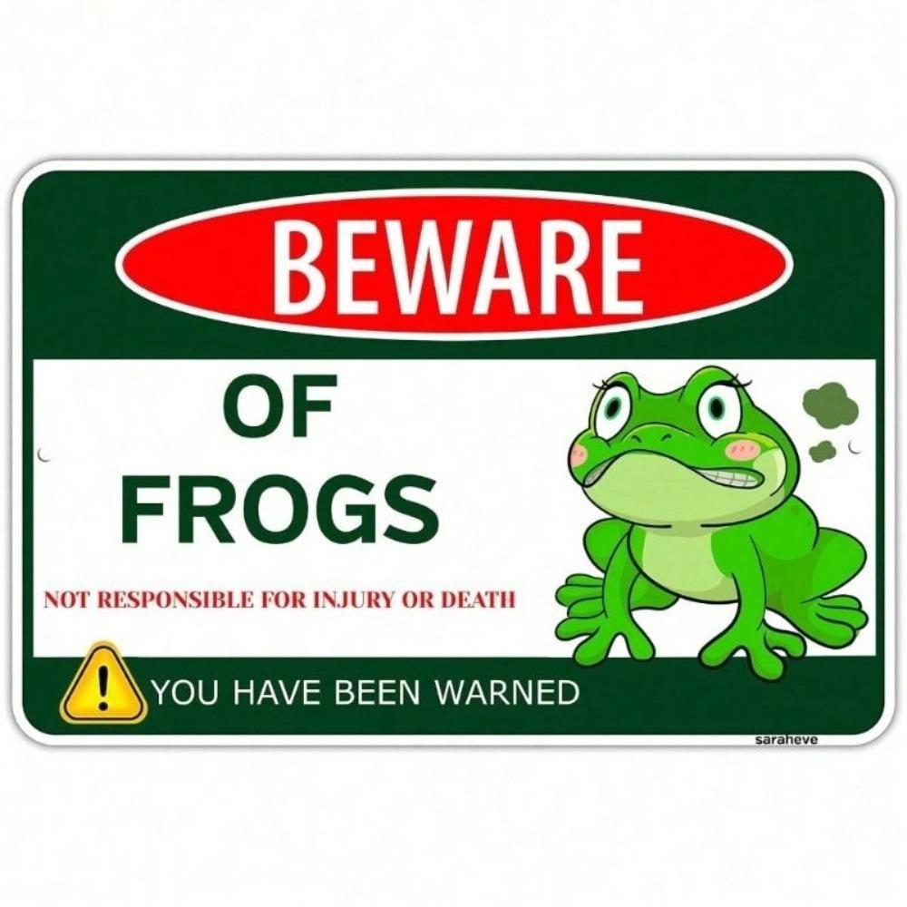 Metal Wall Poster Frog Vintage Green Garden Decor