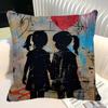 Street Graffiti Banksy Boy Girl With Balloon Pillow Case Square Pillow Bedroom Sofa Leisure Comfort Cushion Car Home Decoration