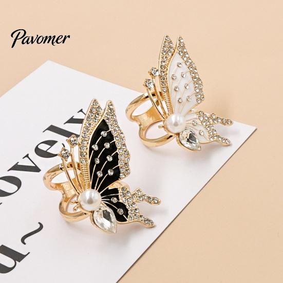Electroplated Scarf Ring Rhinestone Butterfly Ring, Elegant Slide Sparkling Lightweight Holder for Women Silk Scarves Shawls Shirts Neckerchiefs Clip