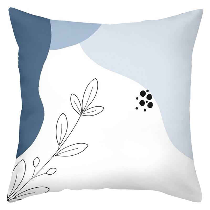 Blue and White Floral Patterned Cushion Covers Set Polyester Pillowcase, Sofa Decorative Cushion Cov Headboard Pillow