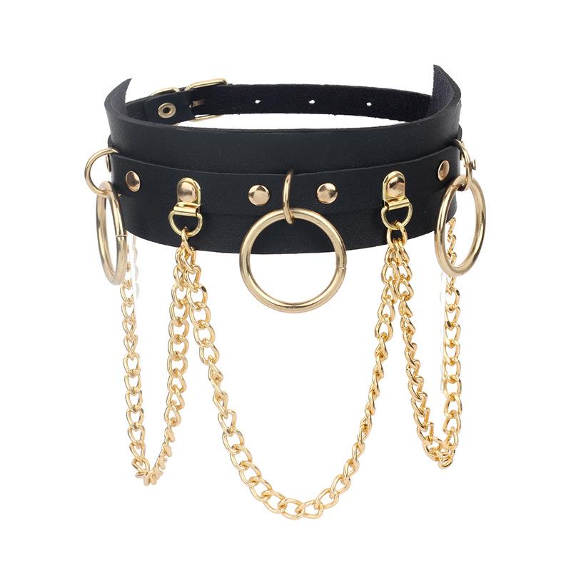 Black Punk Heart Leather Choker, Harajuku Dark Heart Clavicle Neck Band