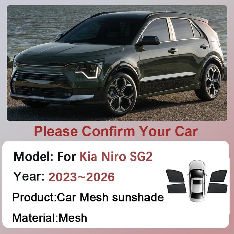 Car Mesh Sunshade For Kia Niro SG2 2023 2024 2025 2026 Sunscreen Magnetic Window Visor Curtains Shading Cover Auto Accessories