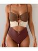 One Piece Swimsuit Women Sexy Solid Color Bikini Swimwear Fashion Elegant Beach Vacation Swimwear