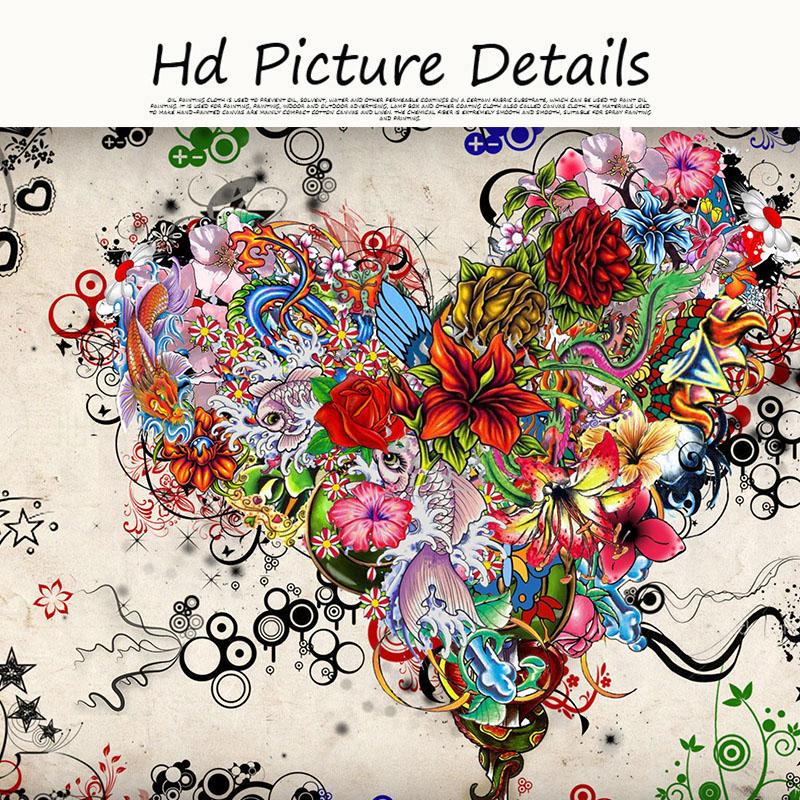 Red Love Heart Flower Oil Painting on Canvas Wall Art Scandinavian Posters and Prints Modern Wall Art Picture for Living Room