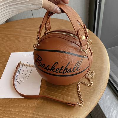 Bolsa de Basquete Feminina de PU Nova Bolsa de Futebol Vermelha da Internet Bolsa de Basquete Rosa Divertida Personalizada Bolsa de Ombro Versátil com Corrente Ins