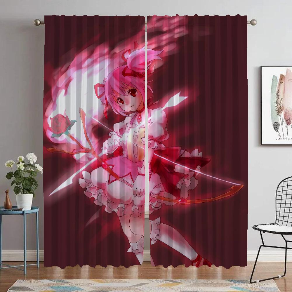Perdeler Çocuk Odası Puella Magi Madoka Magica Ev İç Mekan Perdeleri Kamera Gölgelikleri için Oturma Odası Perdesi Cadılar Bayramı Dekorasyonu