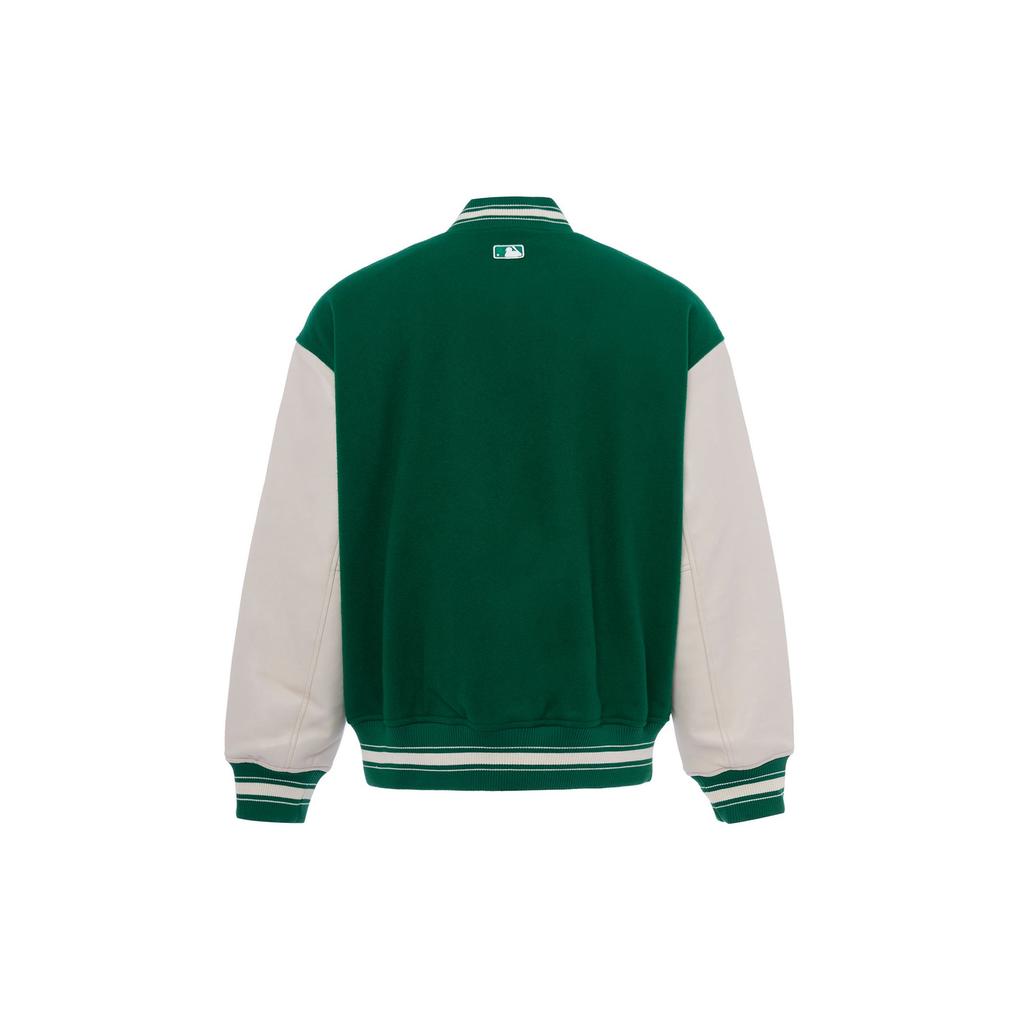 MLB Letter Logo Spliced Single-Breasted Baseball Jacket Unisex jackets Green 3AJPB0131-50GNM