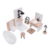 1:12 Scale Miniature Dollhouse Bathroom Set Mini Shower Room Toilet Sink Bathtub Stool Faucet Furniture Accessories
