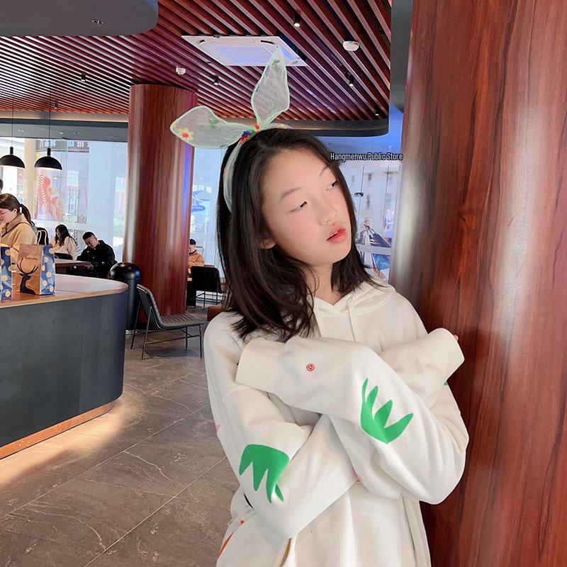 Bandă de păr de vară cu fundă și plasă, brodată cu margarete pentru fete