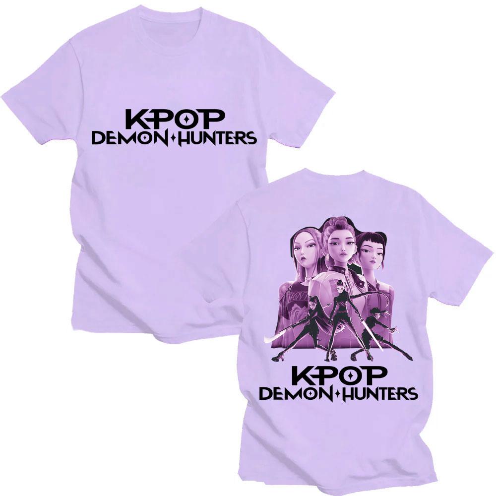 

Unisex T-shirts K-pop Demon Hunter Adule Popular Vintage Oversized Cotton T-Shirt XXXL светло-фиолетовый