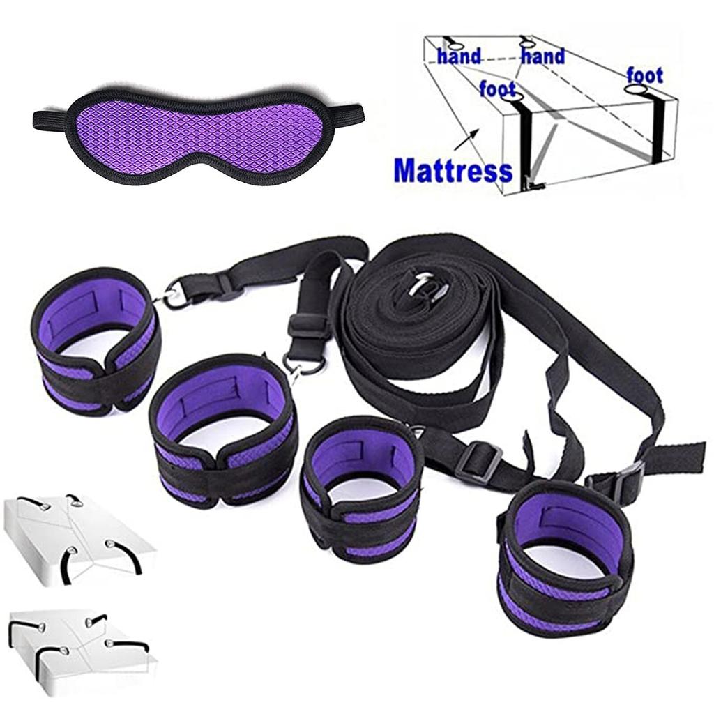 Bed Tied Up Straps Sex Bondage Kit Adult Games Set Handcuff Footcuff Whip Rope Blindfold For Couples Erotic Toys Sex Products