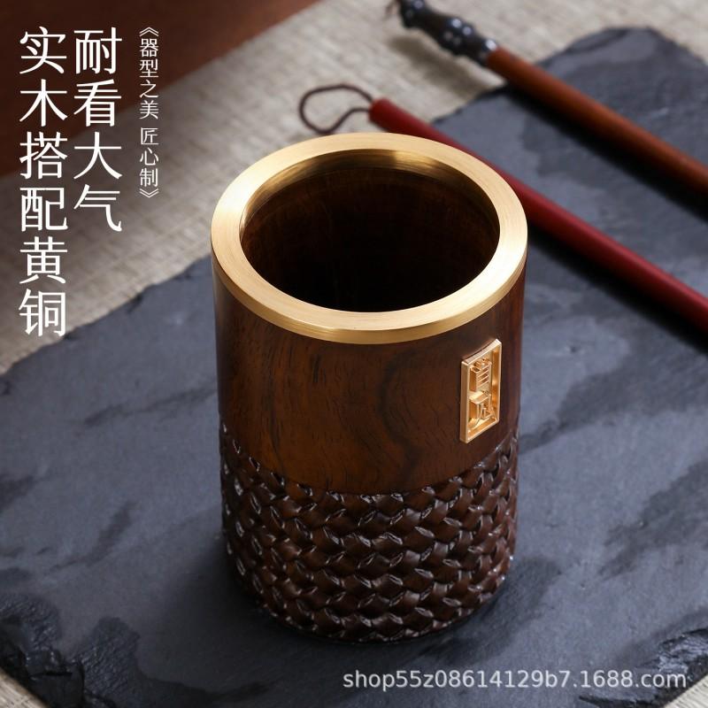 Wooden Brush Holder Calligraphy Desk Organizer Tea Ceremony Six Tools Set Office Decor